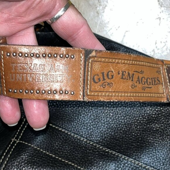 FOSSIL Texas A&M Over Shoulder Dark Brown Leather HandBag Purse Gig’em Whoop! - Picture 6 of 15